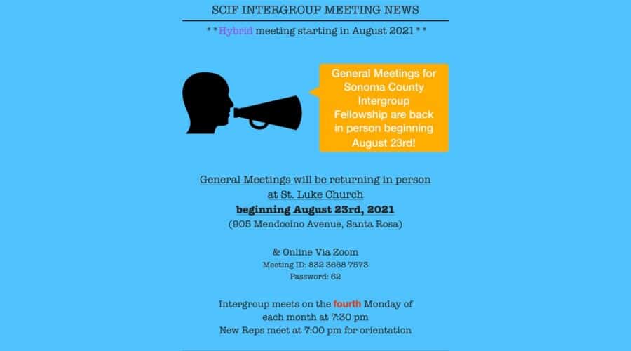 Intergroup hybrid meeting announcement flyer